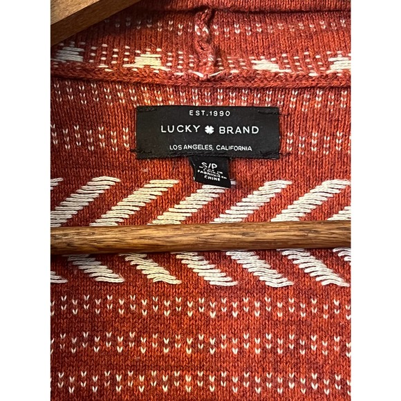 Lucky Brand Aztec Terra Cotta Orange open waterfall cardigan - Picture 3 of 7
